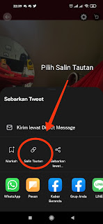 Cara salin alamat video Twitter
